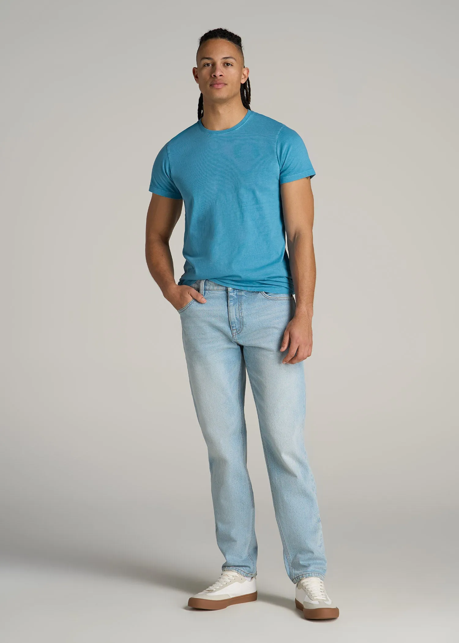 MODERN-FIT Garment Dyed Cotton Men's Tall T-Shirt in Turquoise Splash sold by American Tall product image thumbnail 4