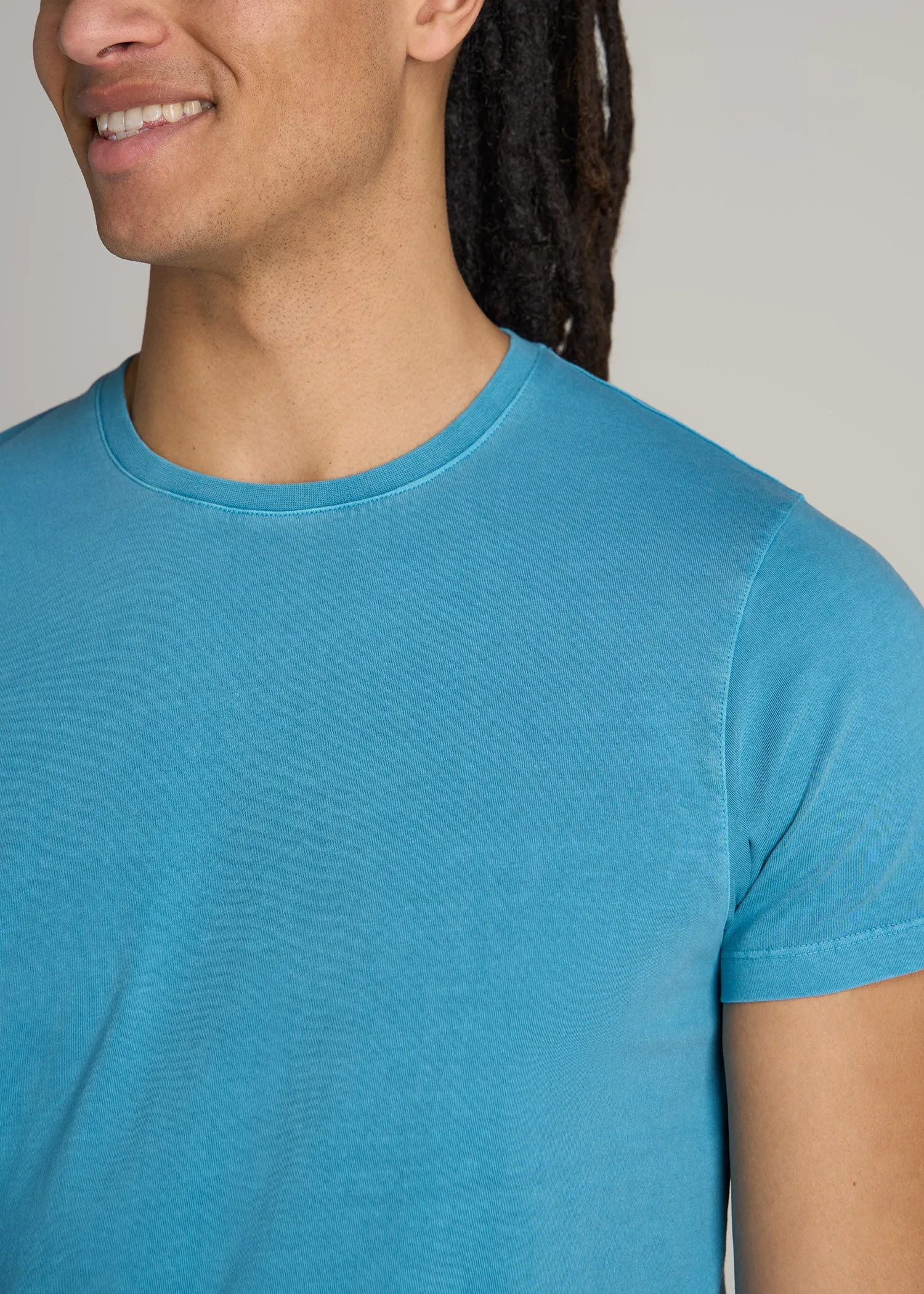 MODERN-FIT Garment Dyed Cotton Men's Tall T-Shirt in Turquoise Splash sold by American Tall product image thumbnail 2