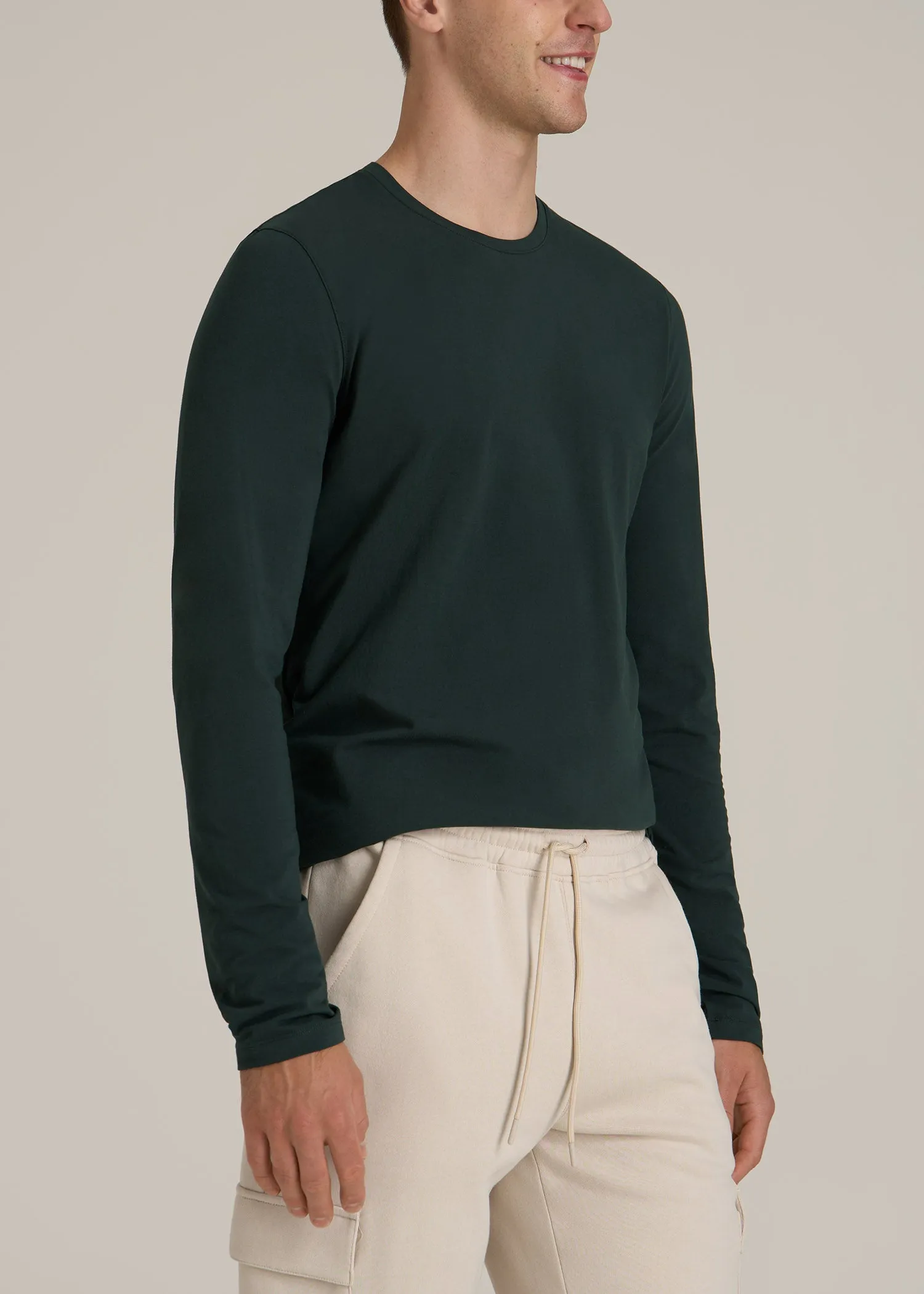 The Essential MODERN-FIT Crewneck Long Sleeve Tall Men's Tee in Pine Grove sold by American Tall product image thumbnail 3