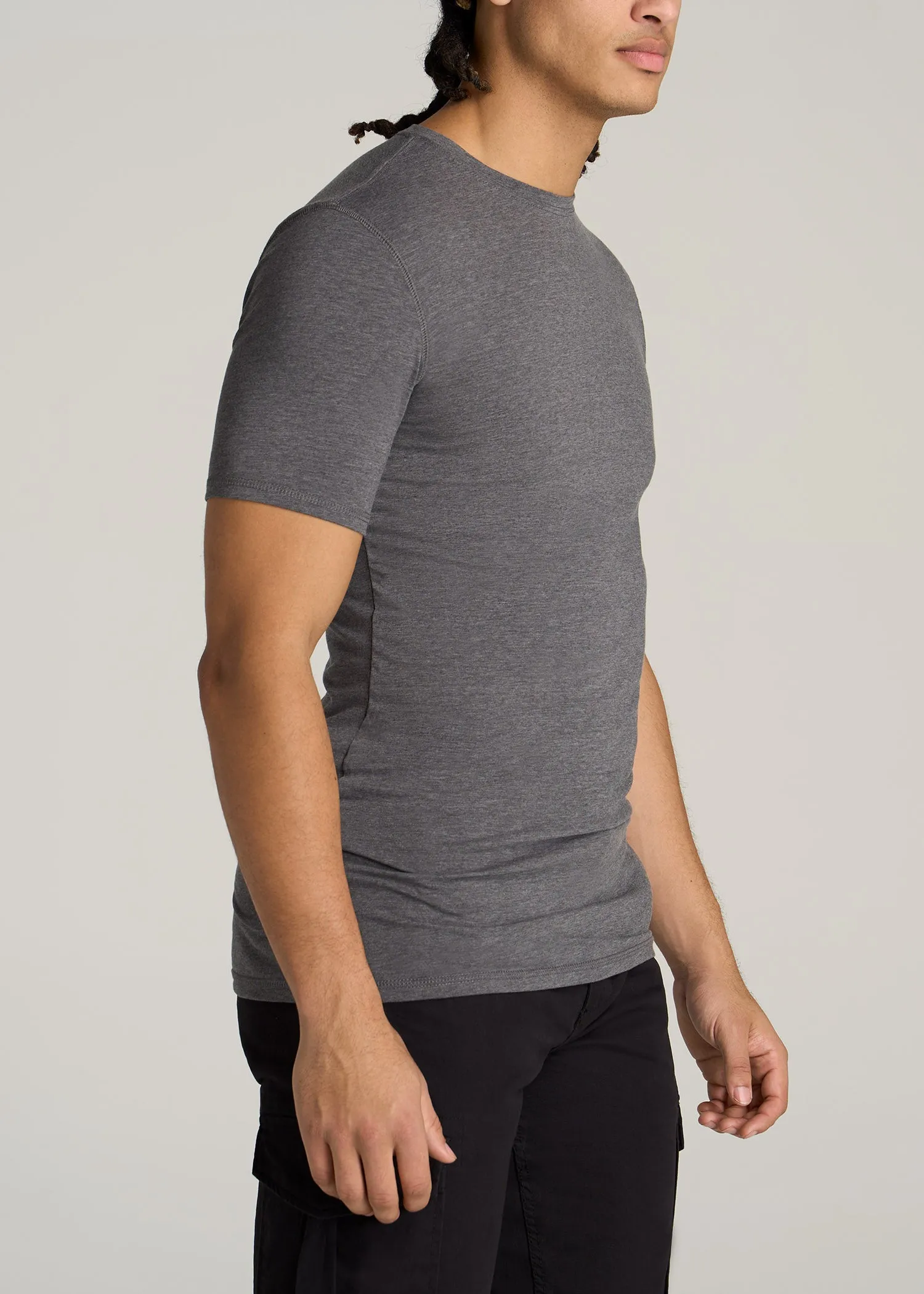 The Essential SLIM-FIT Crewneck Tee for Tall Men in Charcoal Mix sold by American Tall product image thumbnail 3