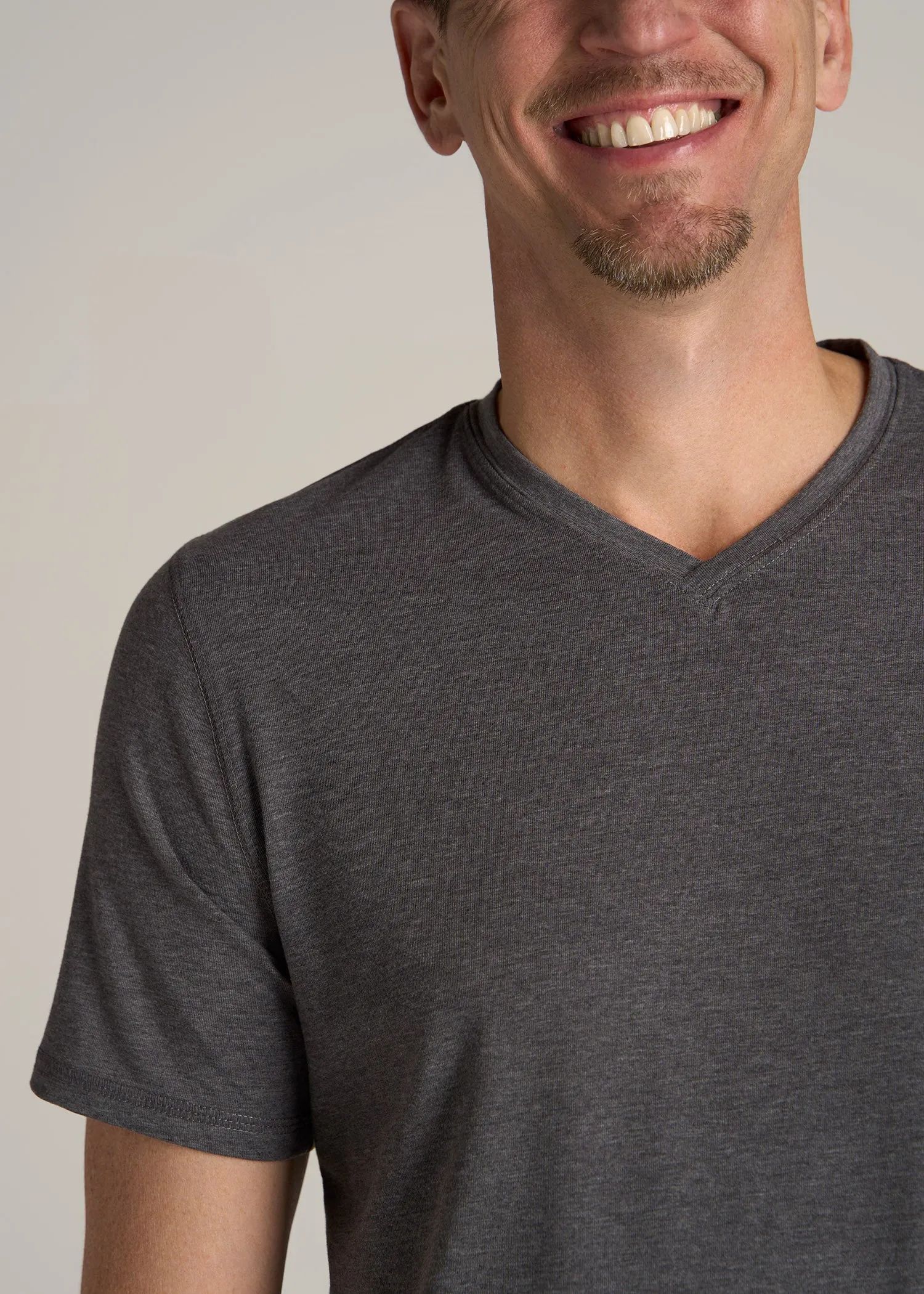 The Essential REGULAR-FIT V-Neck Men's Tall Tees in Charcoal Mix sold by American Tall product image thumbnail 2