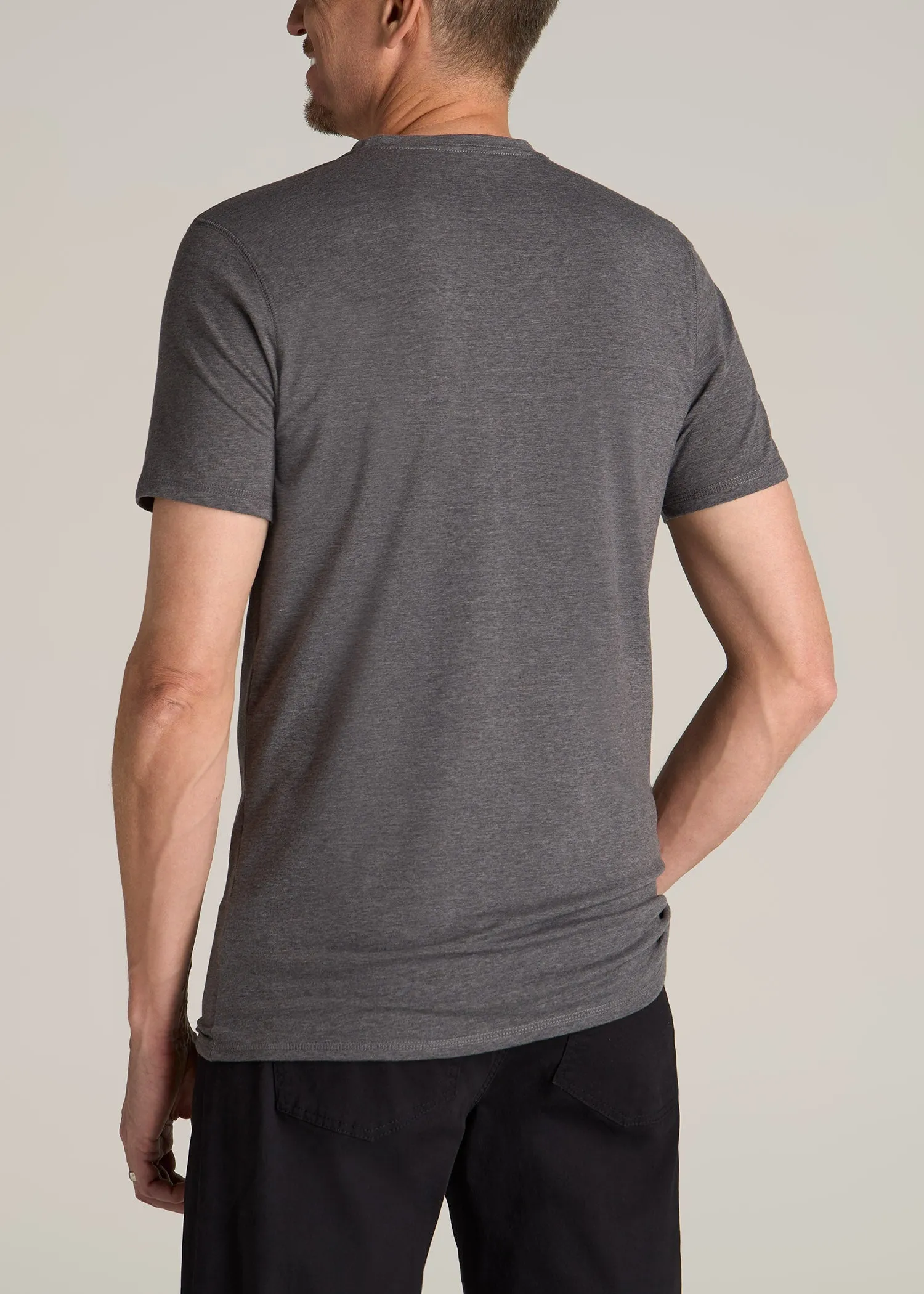 The Essential REGULAR-FIT V-Neck Men's Tall Tees in Charcoal Mix sold by American Tall product image thumbnail 5