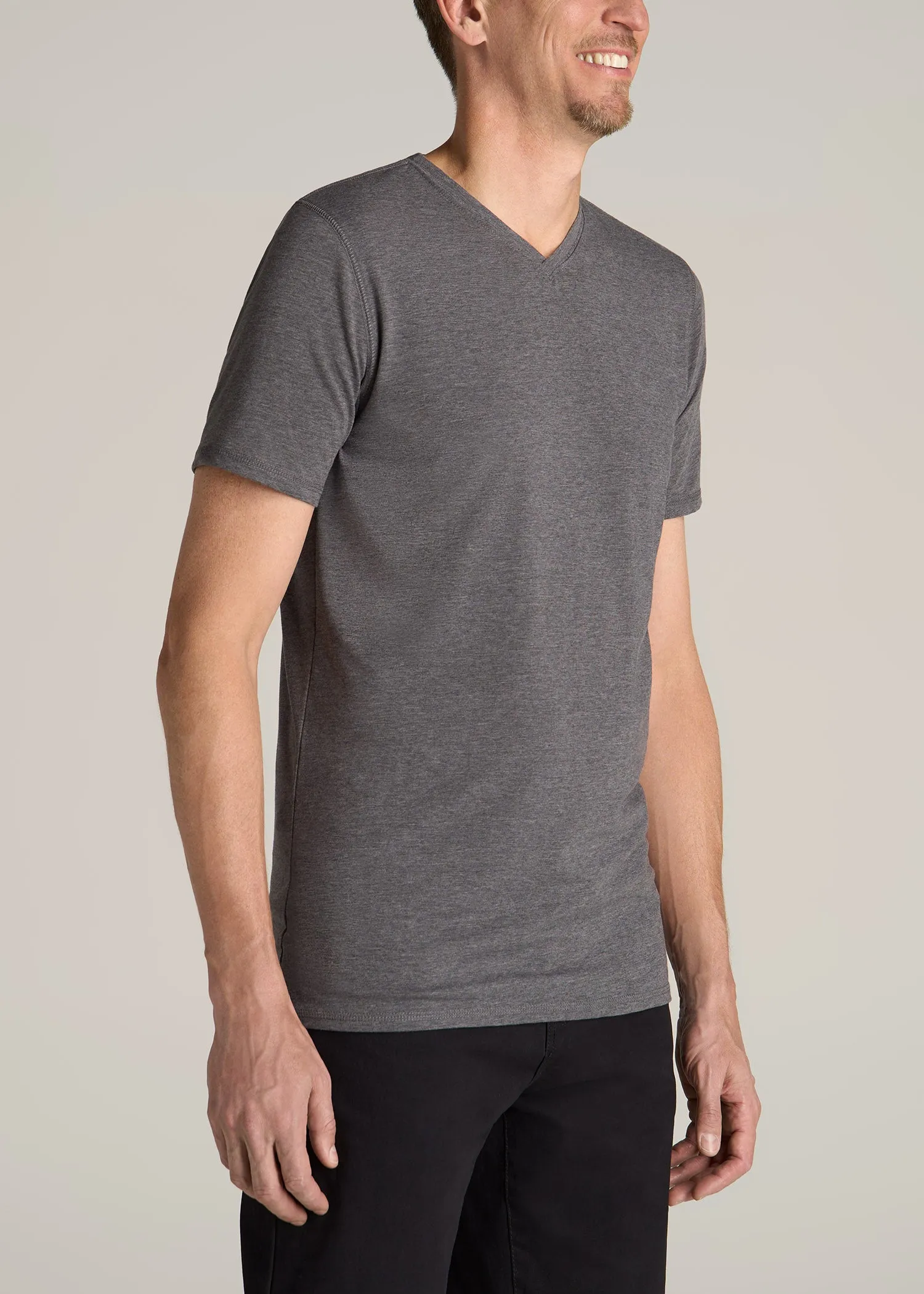 The Essential REGULAR-FIT V-Neck Men's Tall Tees in Charcoal Mix sold by American Tall product image thumbnail 3