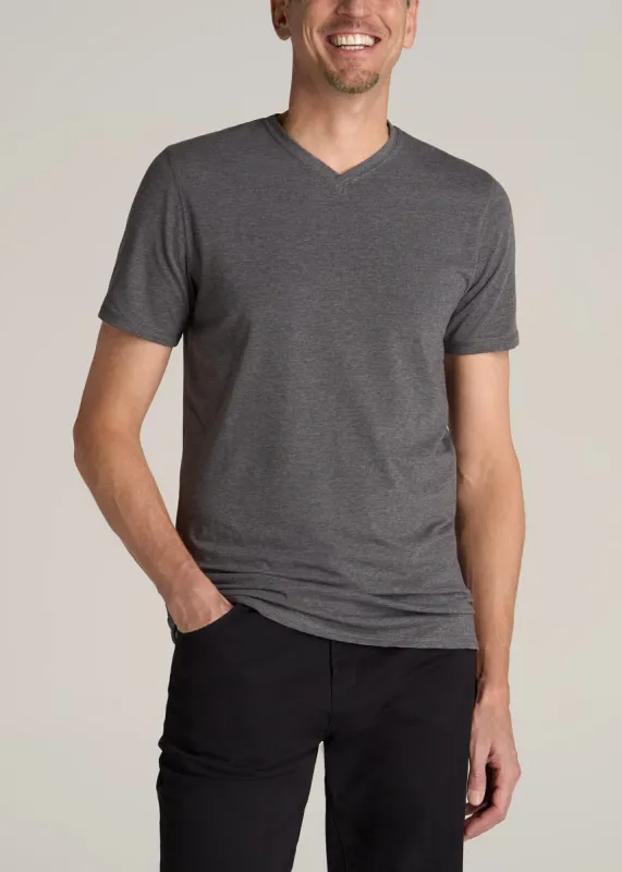 The Essential REGULAR-FIT V-Neck Men's Tall Tees in Charcoal Mix sold by American Tall