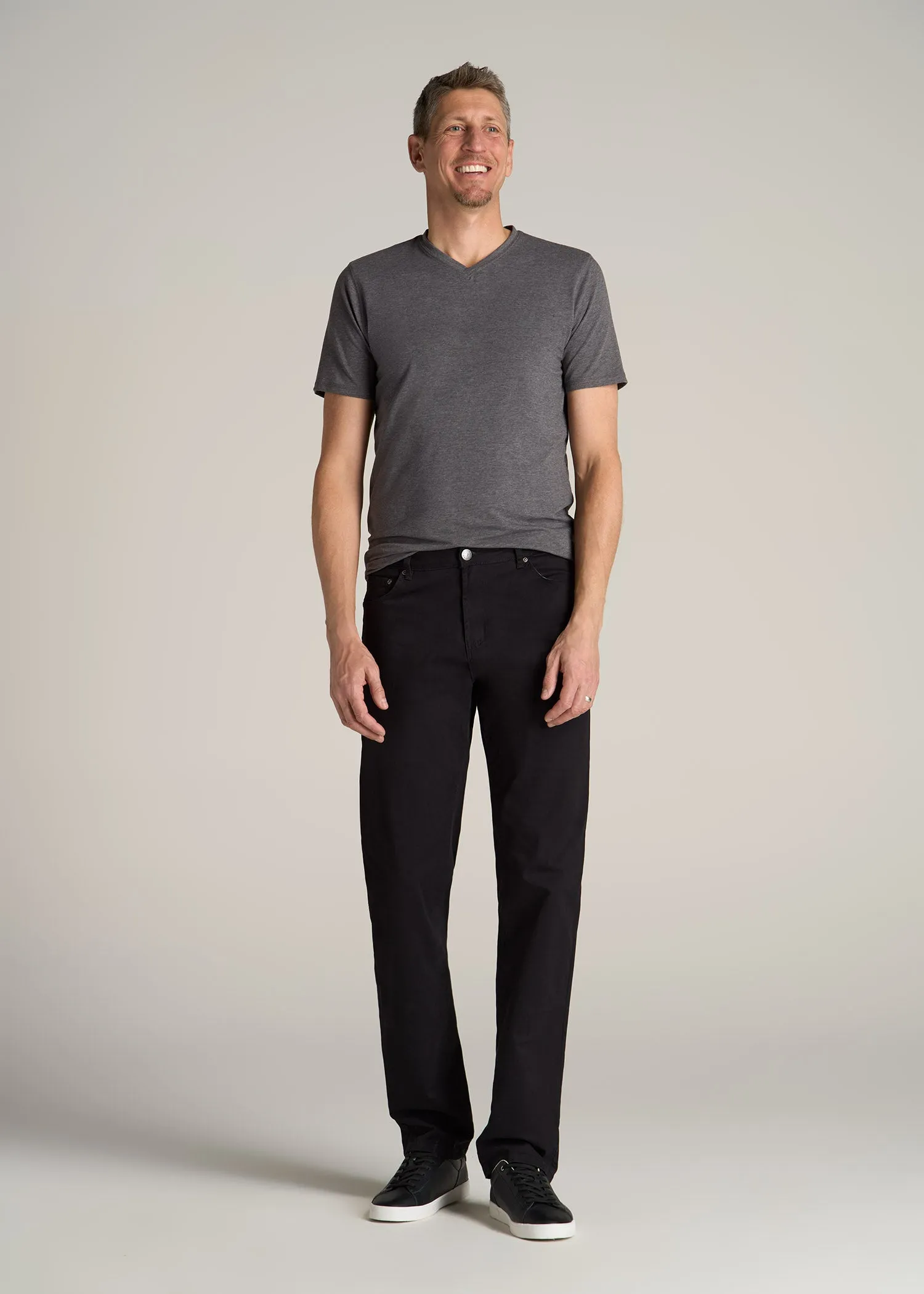 The Essential REGULAR-FIT V-Neck Men's Tall Tees in Charcoal Mix sold by American Tall product image thumbnail 4