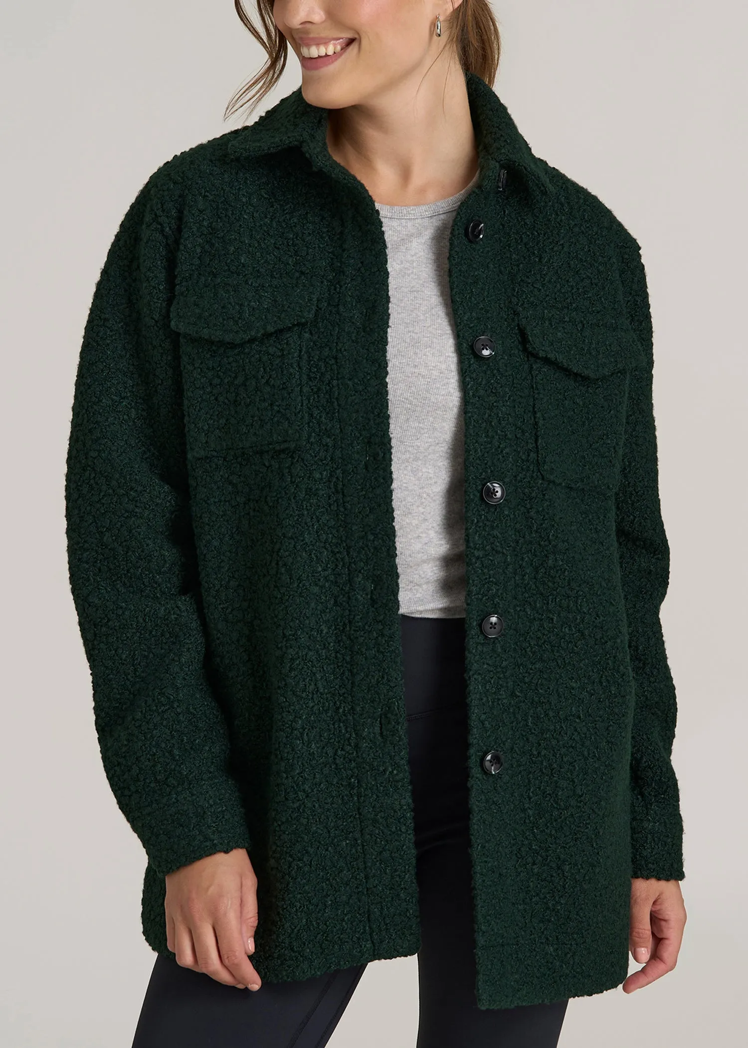 Relaxed Boucle Shacket for Tall Women in Pine Grove sold by American Tall