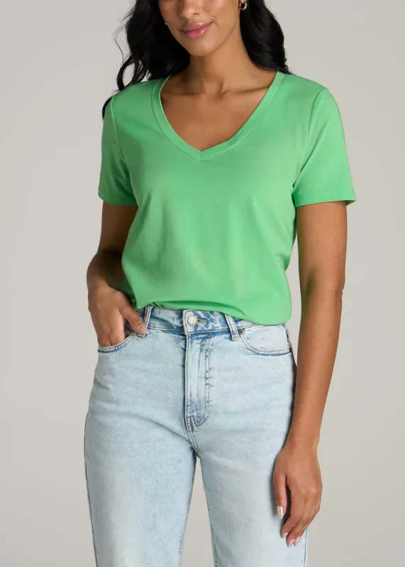Women's Tall Scoop V-Neck Tee in Matcha sold by American Tall
