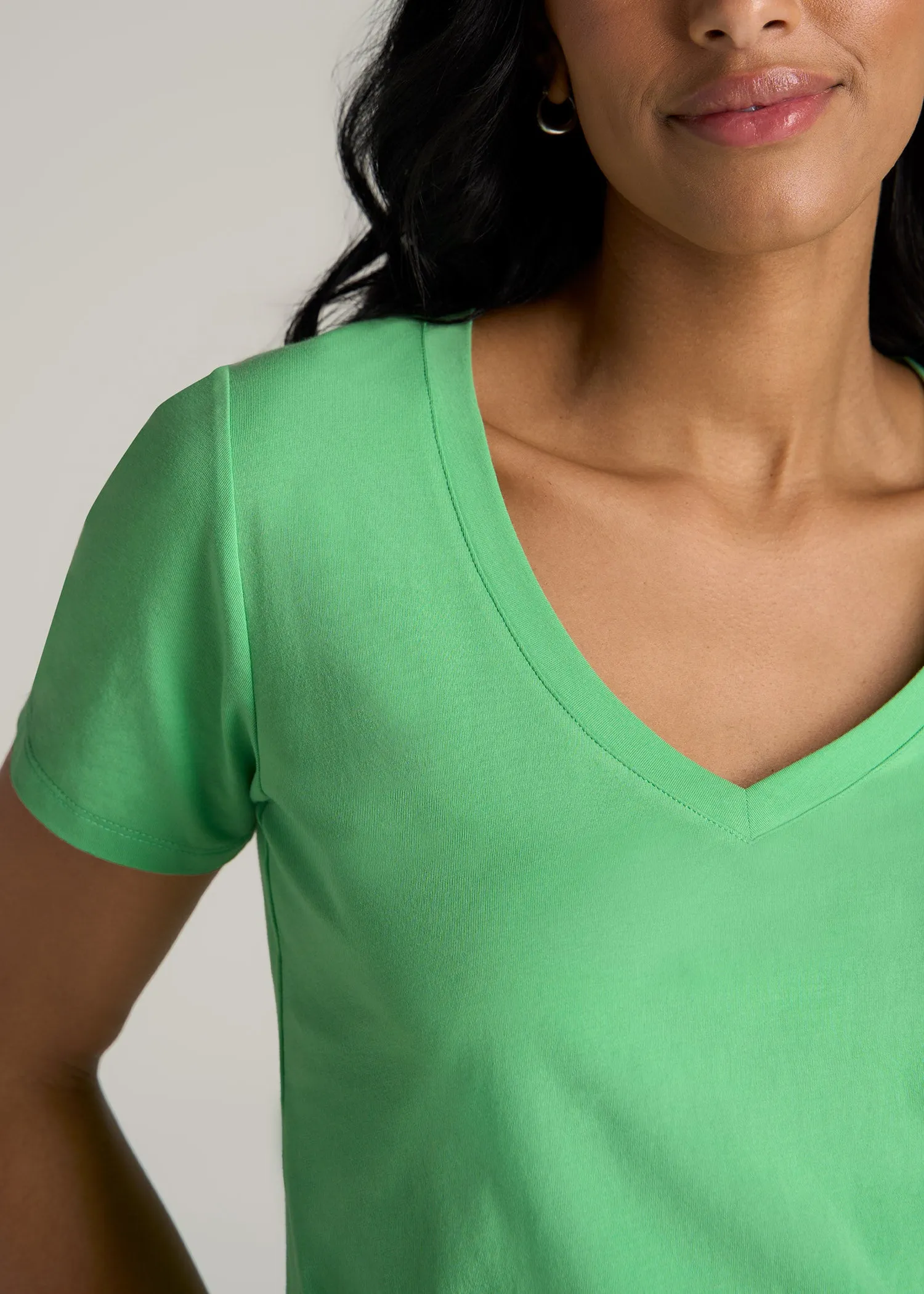 Women's Tall Scoop V-Neck Tee in Matcha sold by American Tall product image thumbnail 2