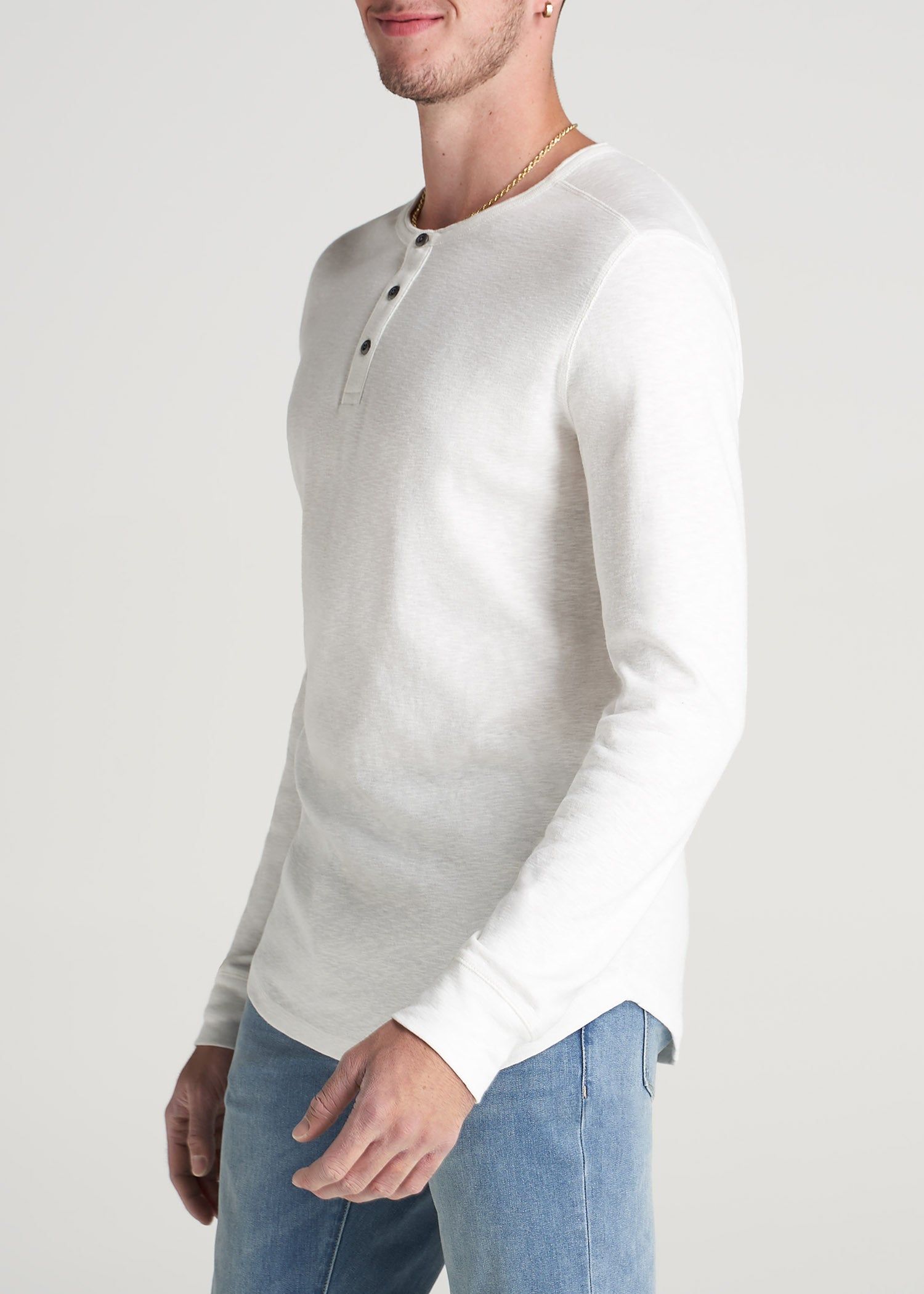Heavy Slub Henley Shirt for Tall Men in Ecru sold by American Tall product image thumbnail 3