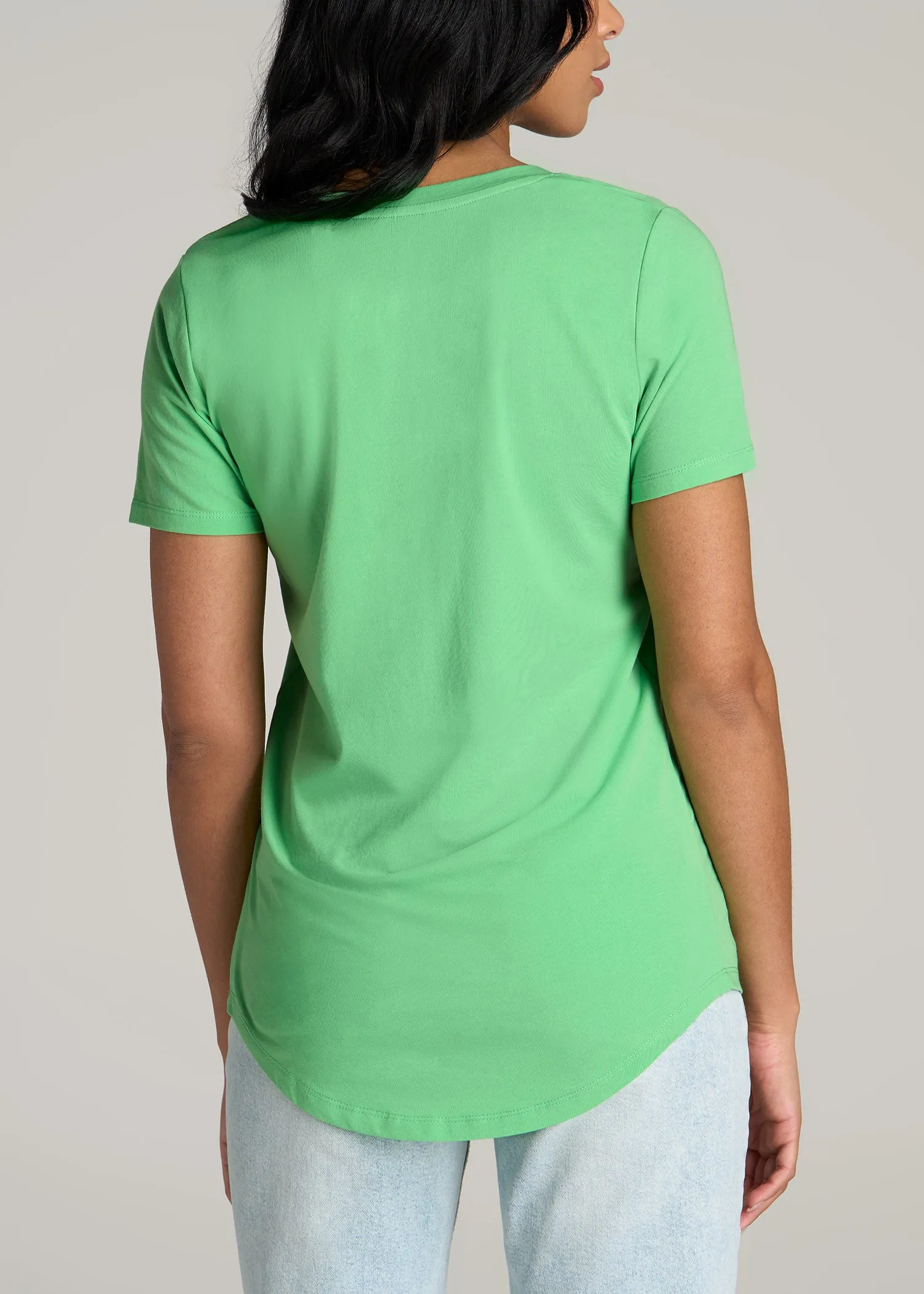 Women's Tall Scoop V-Neck Tee in Matcha sold by American Tall product image thumbnail 5