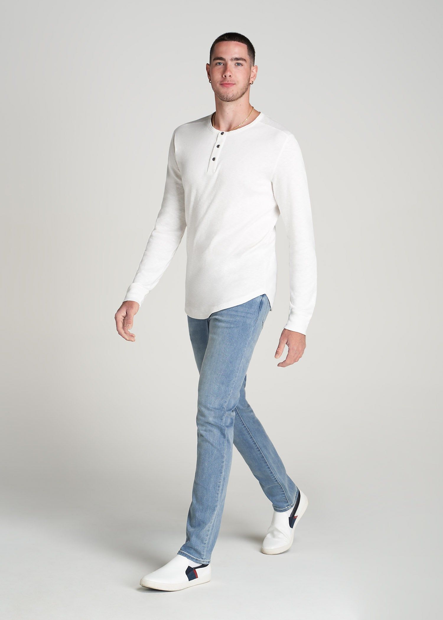 Heavy Slub Henley Shirt for Tall Men in Ecru sold by American Tall product image thumbnail 4