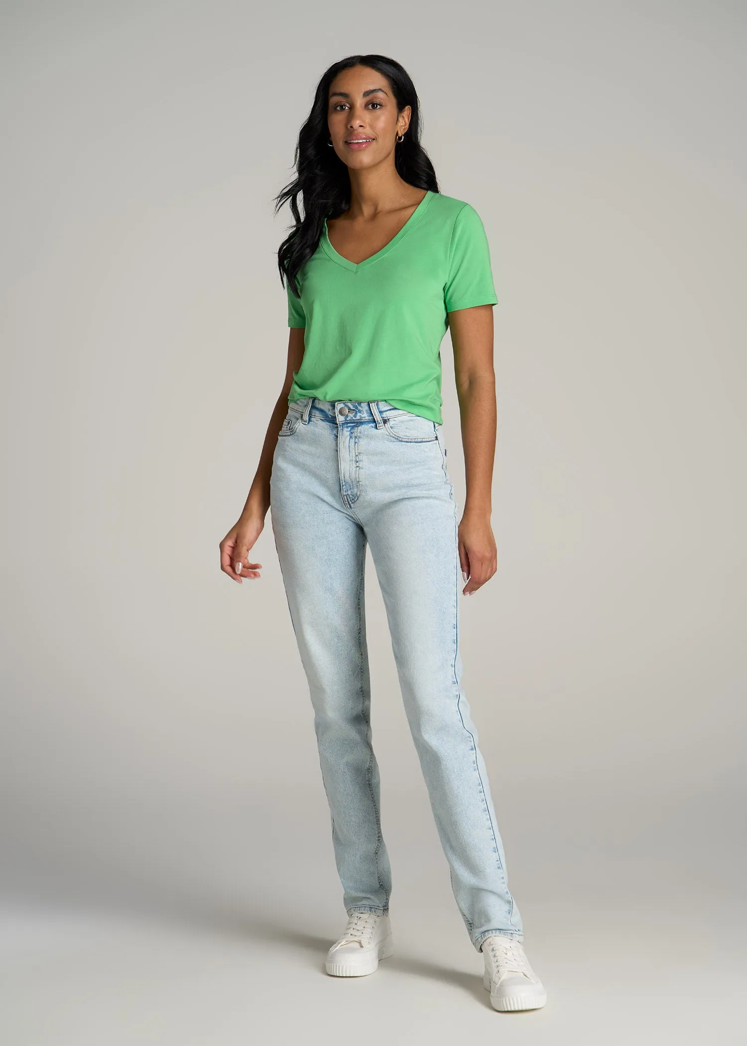 Women's Tall Scoop V-Neck Tee in Matcha sold by American Tall product image thumbnail 4