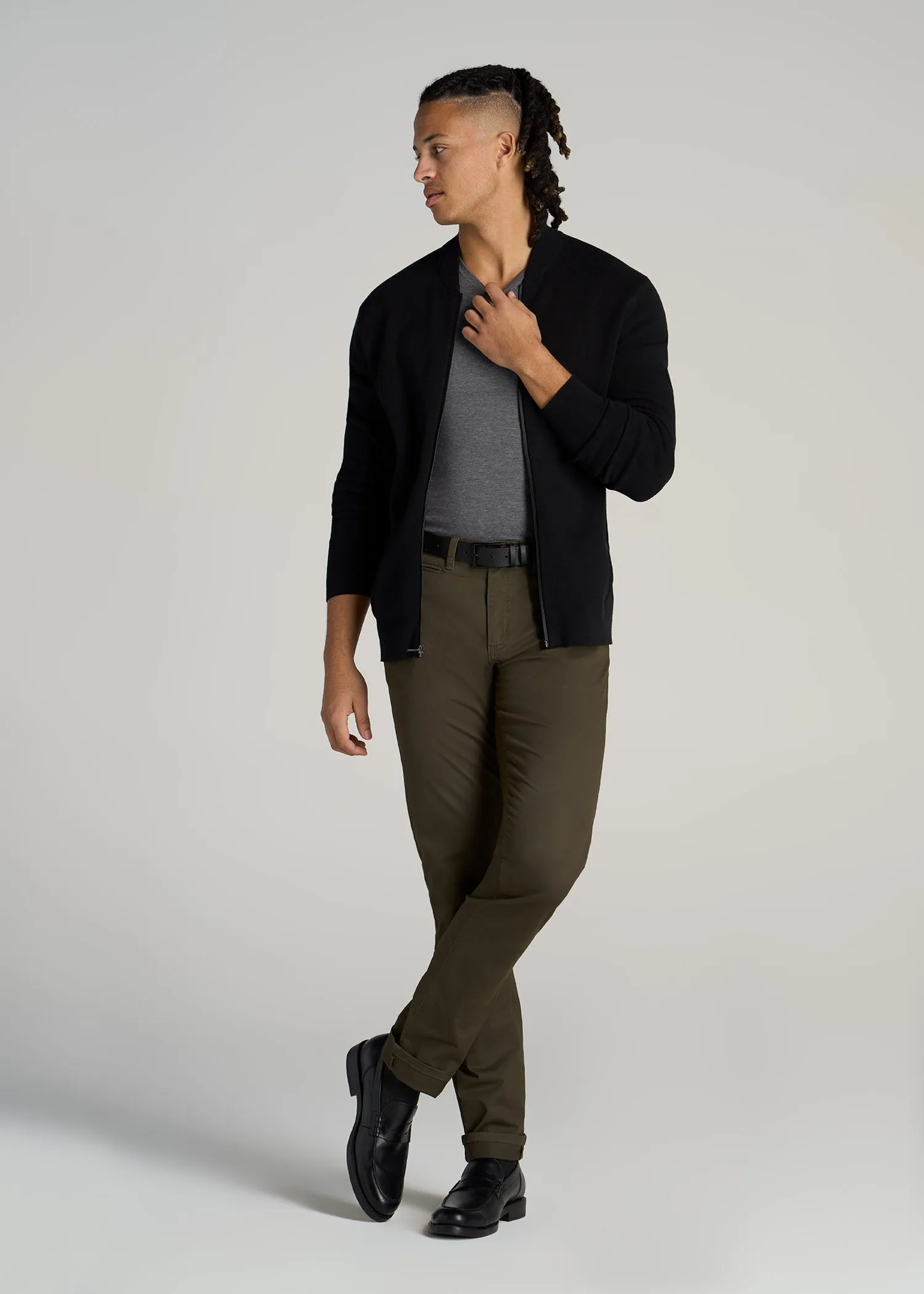 The Essential SLIM-FIT V-Neck Men's Tall Tees in Charcoal Mix sold by American Tall product image thumbnail 4