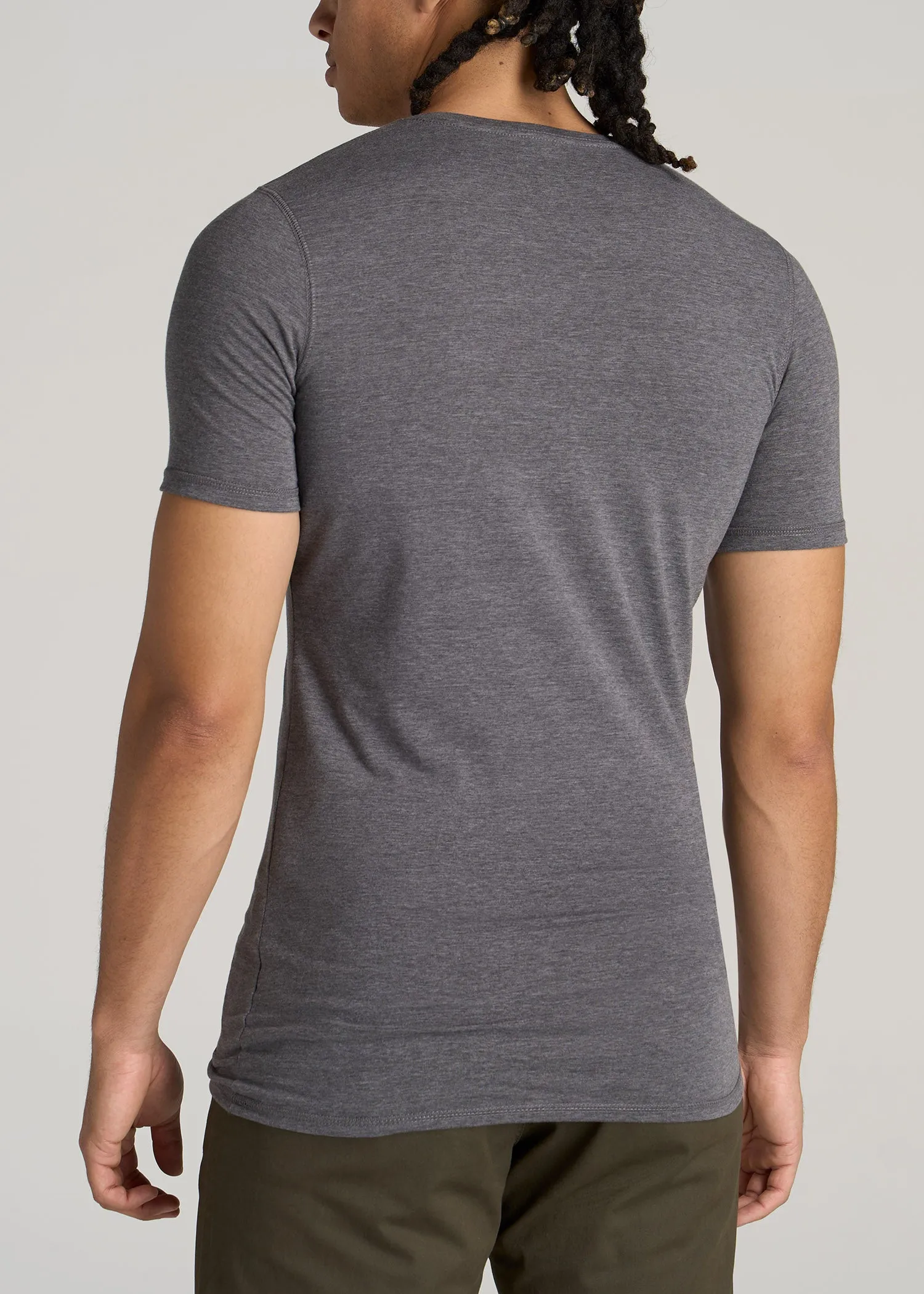 The Essential SLIM-FIT V-Neck Men's Tall Tees in Charcoal Mix sold by American Tall product image thumbnail 5