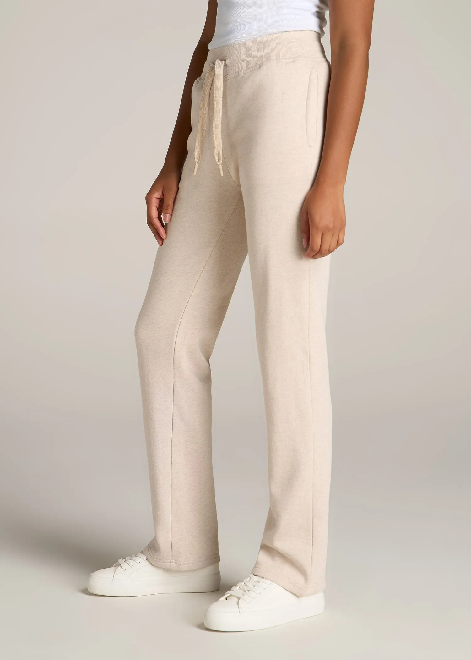Wearever Fleece Open-Bottom Sweatpants for Tall Women in Oatmeal Mix sold by American Tall product image thumbnail 3
