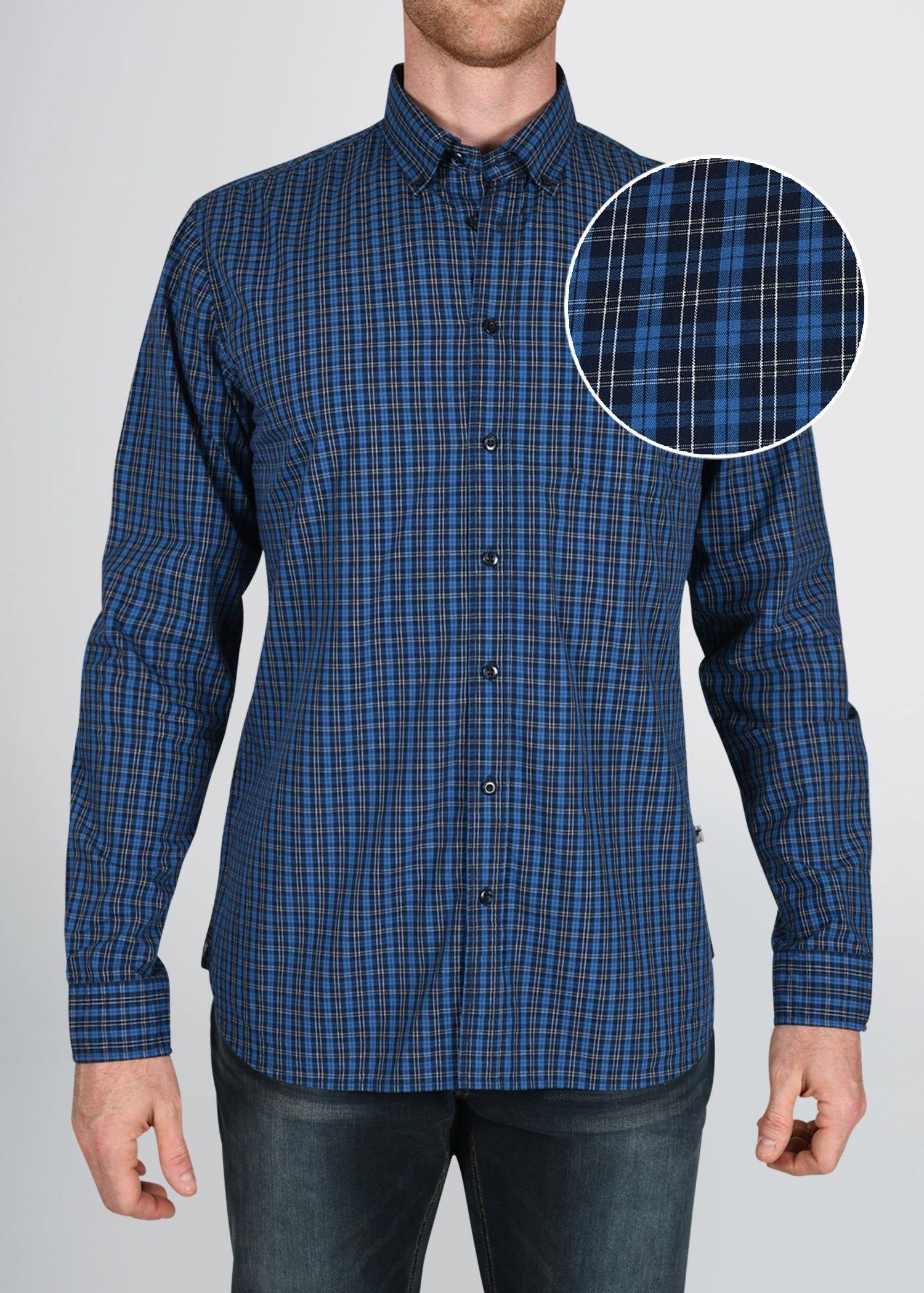 Soft-Wash Tall Button-Up Shirt in Blue Windowpane sold by American Tall