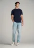 Linen Crewneck T-Shirt for Tall Men in Evening Blue sold by American Tall