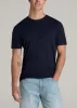 Linen Crewneck T-Shirt for Tall Men in Evening Blue sold by American Tall