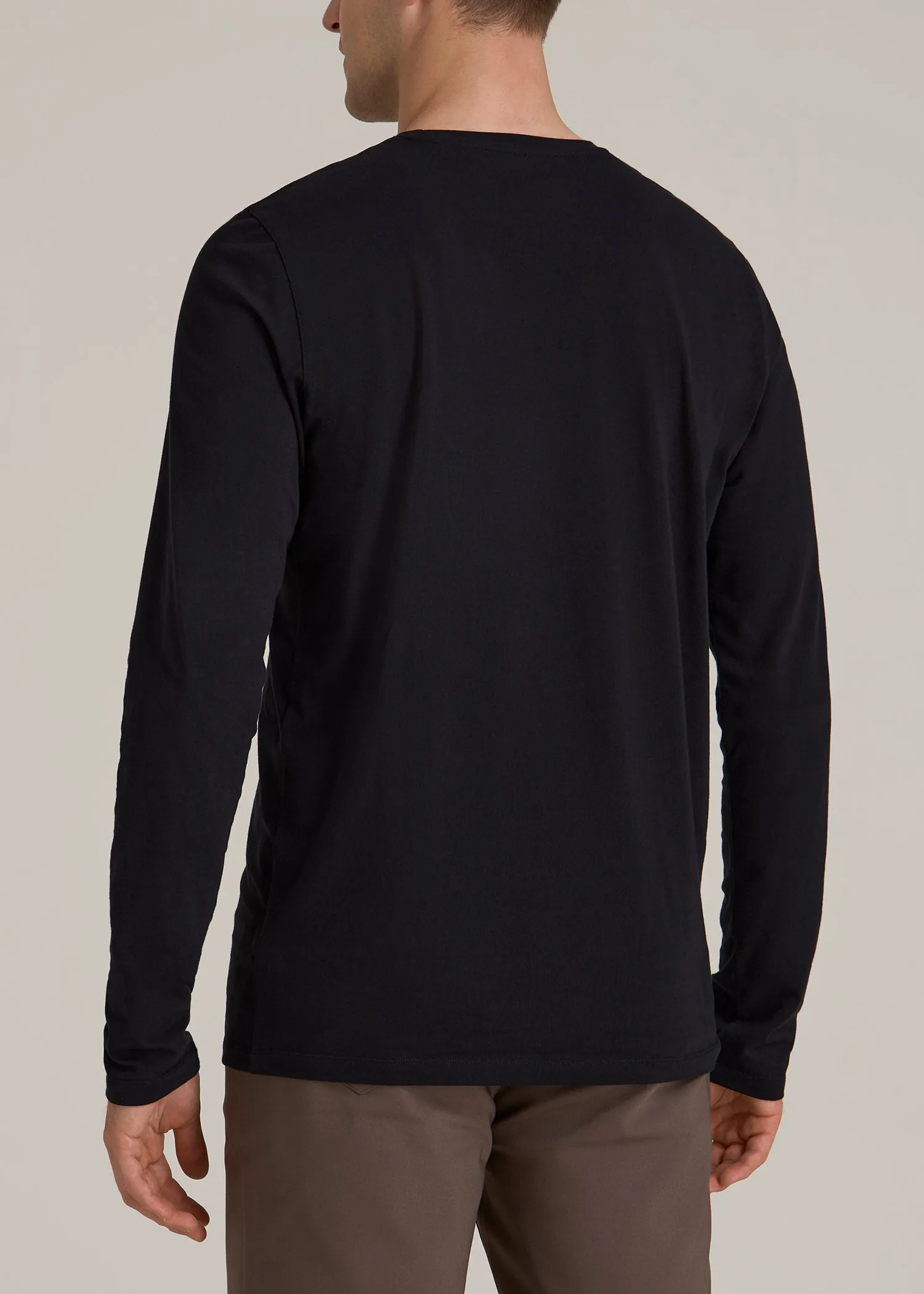 The Essential Modern Fit Crewneck Long Sleeve Tee for Tall Men in Black sold by American Tall product image thumbnail 5