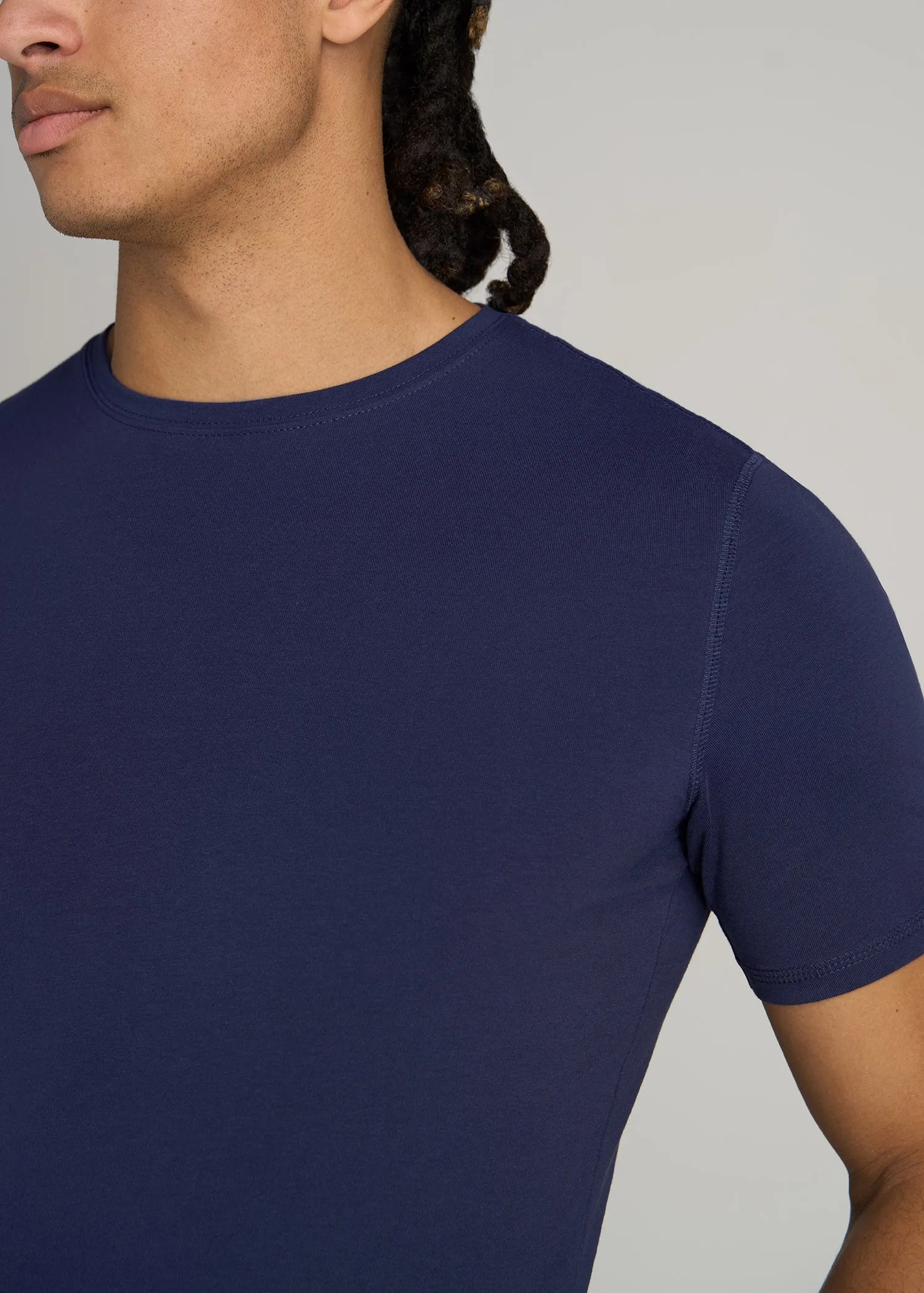 The Essential SLIM-FIT Crewneck Tee for Tall Men in Navy sold by American Tall product image thumbnail 2