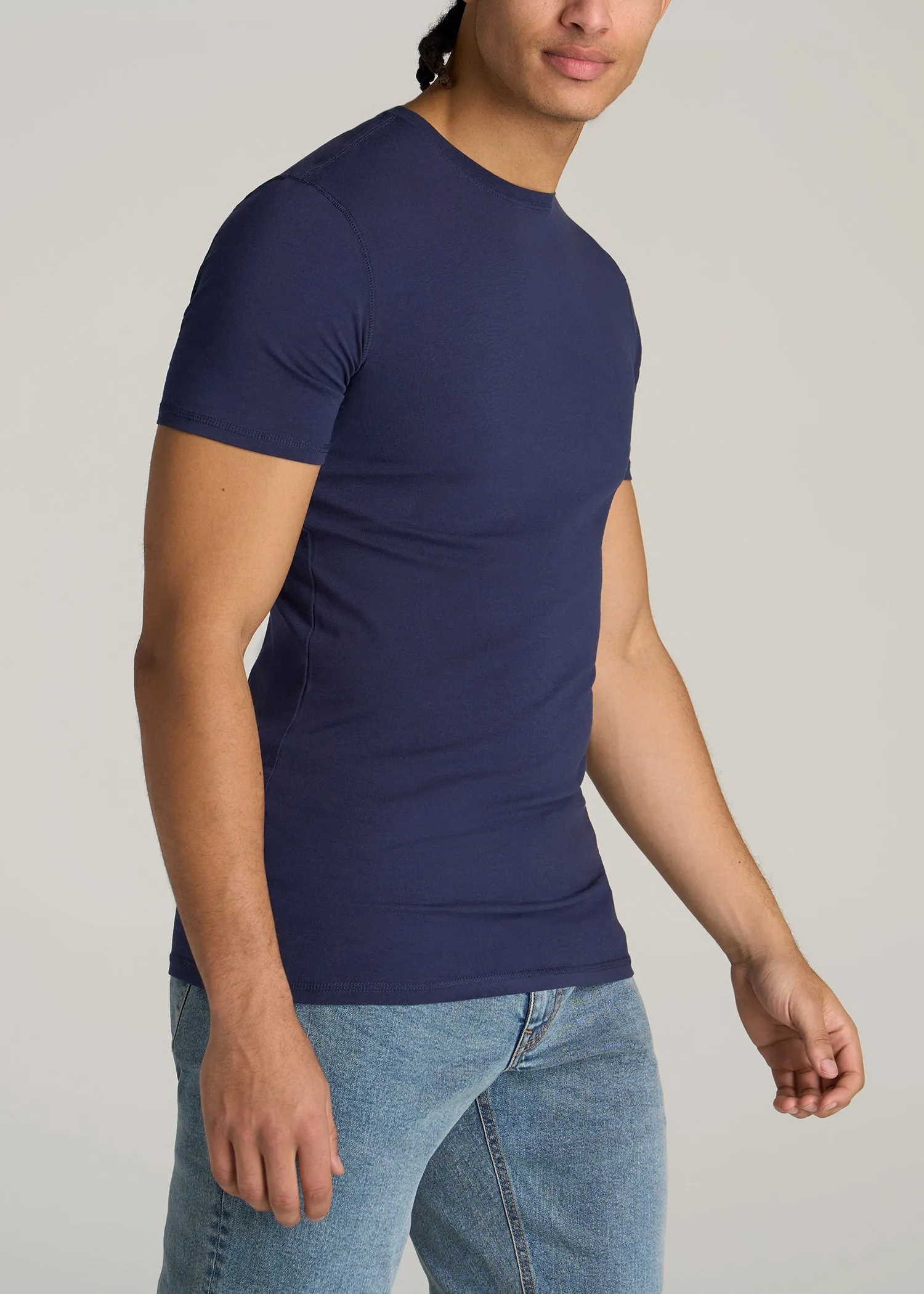 The Essential SLIM-FIT Crewneck Tee for Tall Men in Navy sold by American Tall product image thumbnail 3