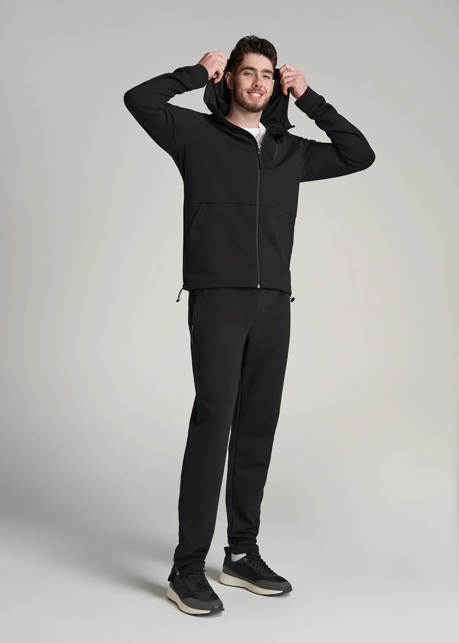 Tech-Knit Long Track Jacket for Tall Men in Black sold by American Tall product image thumbnail 4