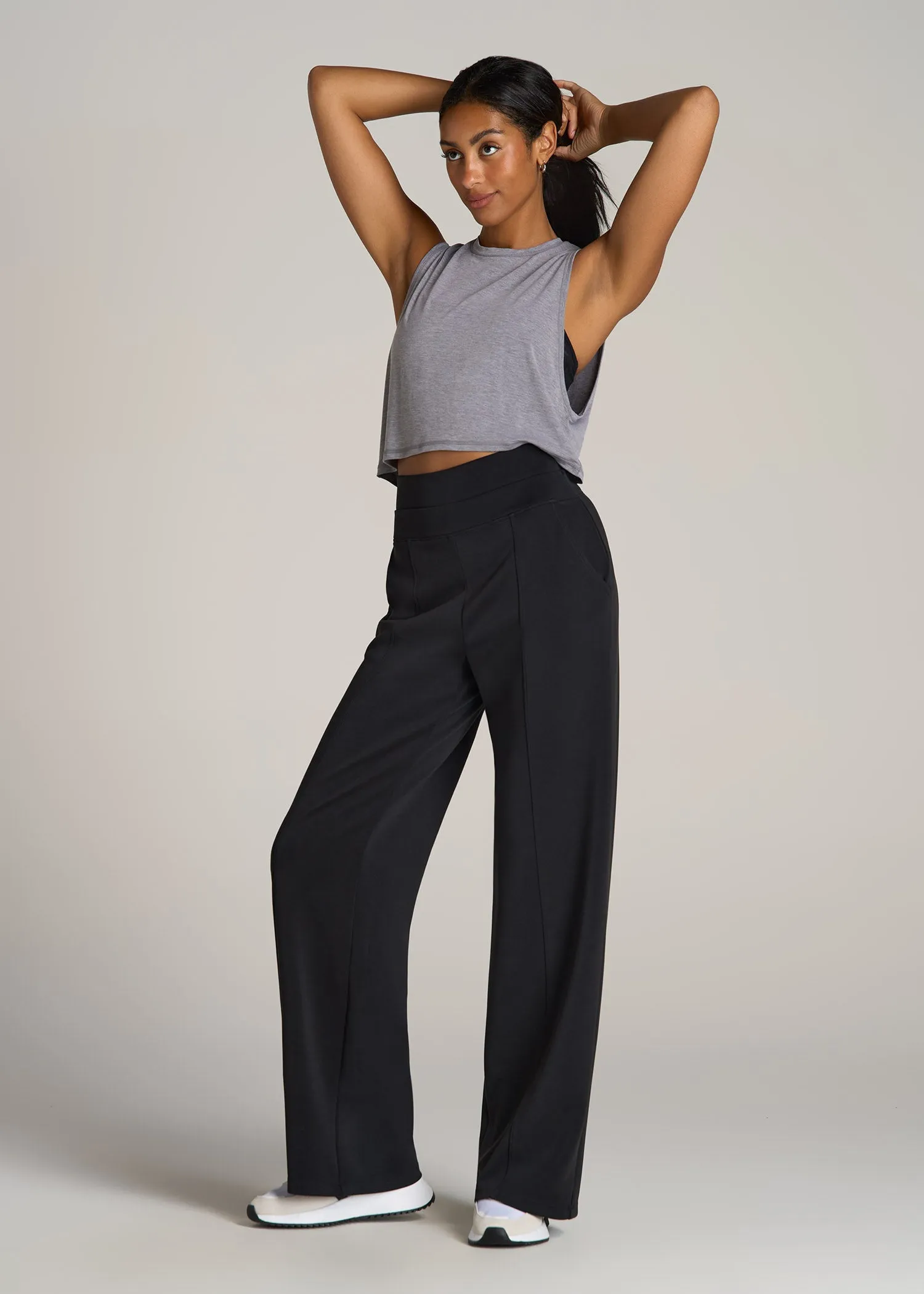 Soft Motion Wide Leg Ultra High Rise Pant for Tall Women in Black sold by American Tall product image thumbnail 4