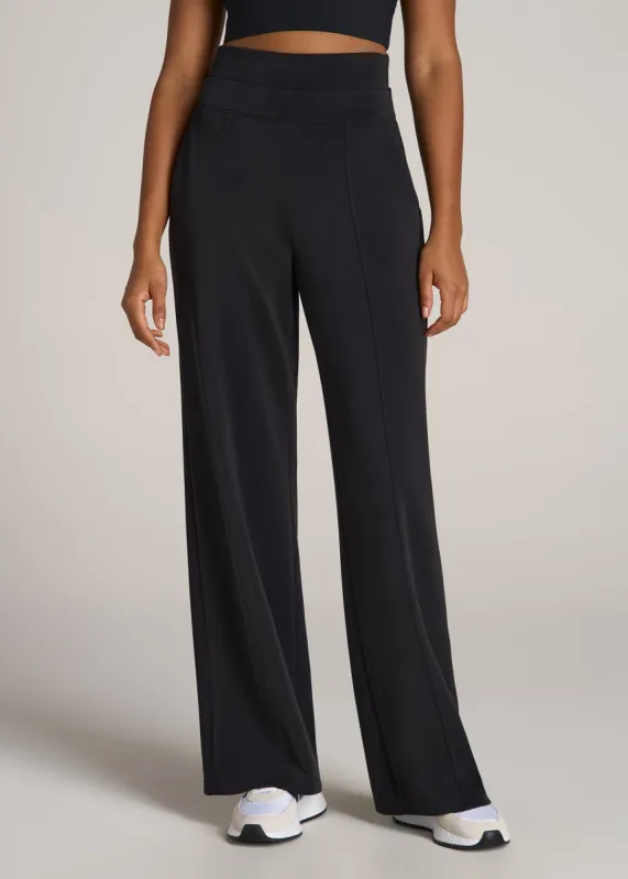 Soft Motion Wide Leg Ultra High Rise Pant for Tall Women in Black sold by American Tall