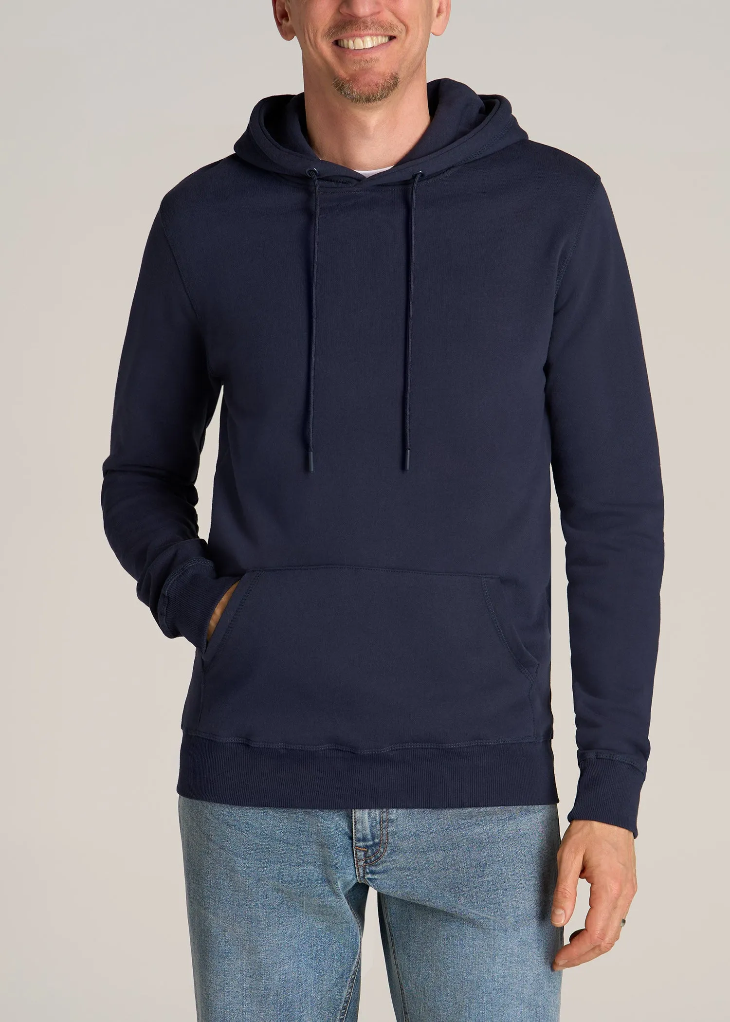 Wearever Fleece Pullover Hoodie for Tall Men in Navy sold by American Tall