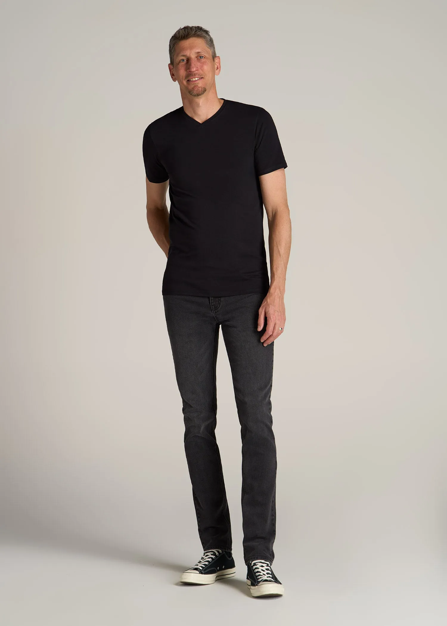 The Essential REGULAR-FIT V-Neck Men's Tall Tees in Black sold by American Tall product image thumbnail 4