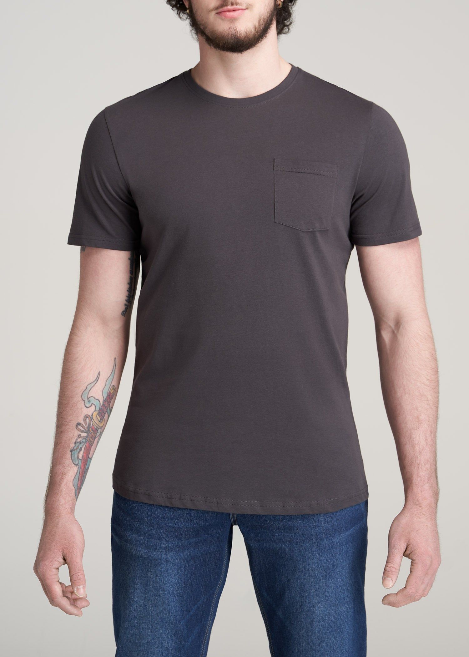 Everyday Pocket REGULAR FIT T-Shirt for Tall Men in Charcoal sold by American Tall
