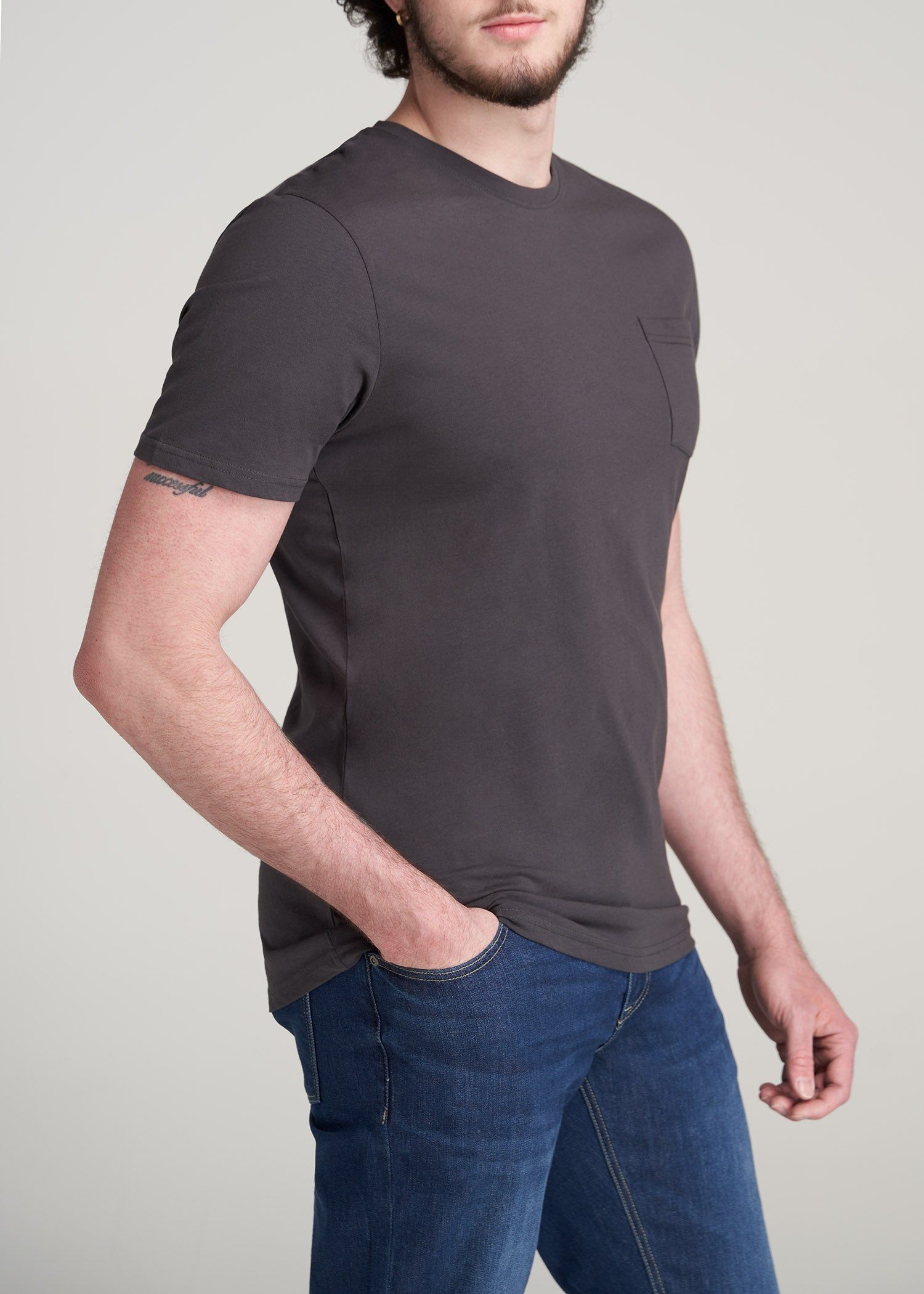 Everyday Pocket REGULAR FIT T-Shirt for Tall Men in Charcoal sold by American Tall product image thumbnail 3