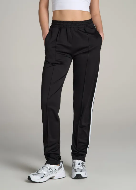 Athletic Stripe Pants for Tall Women in Black and White sold by American Tall