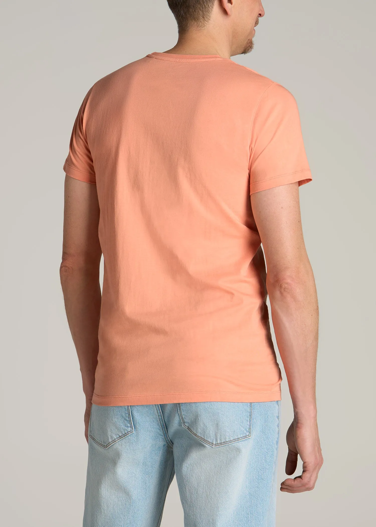MODERN-FIT Embroidered Logo Crewneck T-Shirt for Tall Men in Apricot Crush sold by American Tall product image thumbnail 5