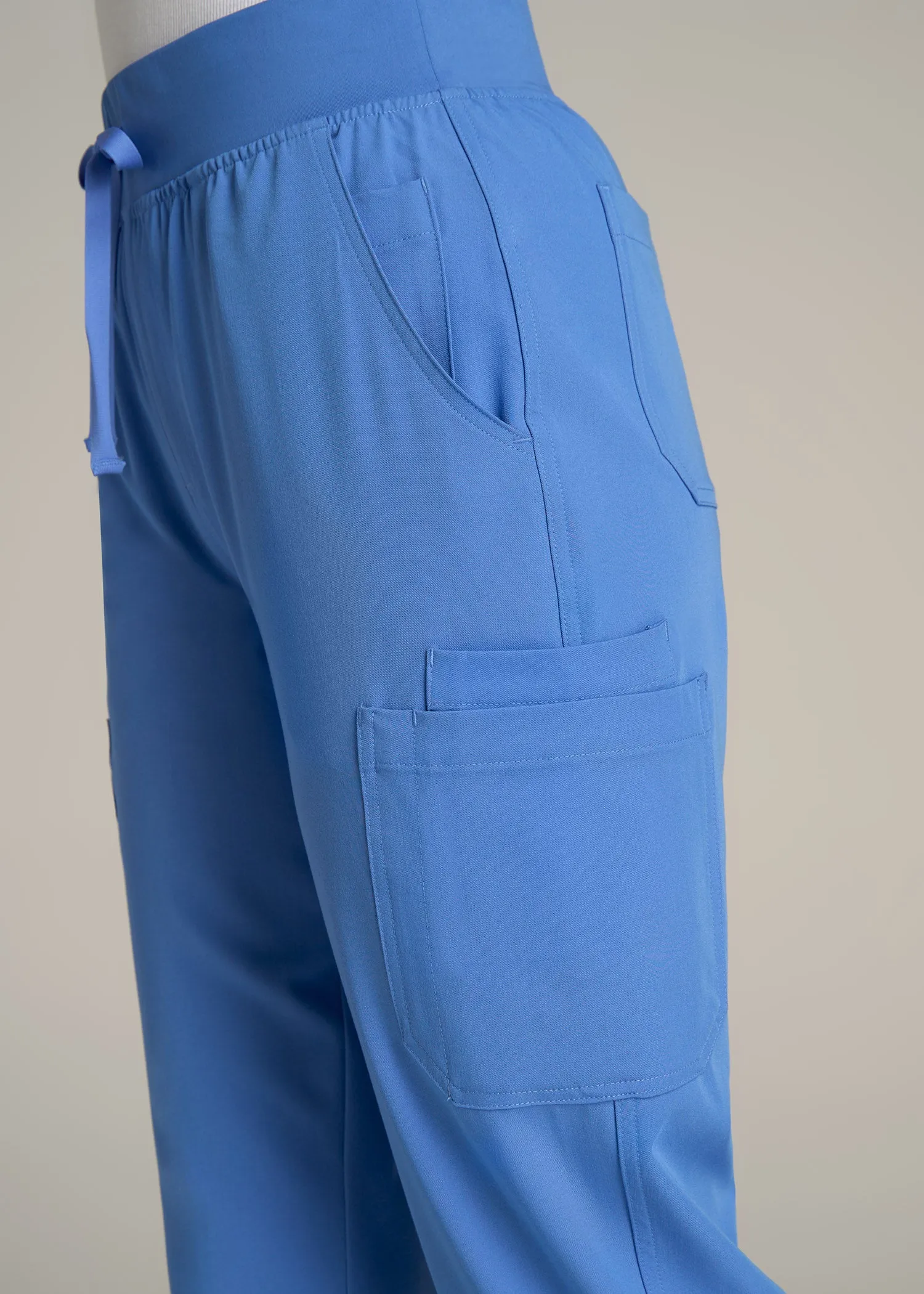 Cargo Scrub Pants for Tall Women in Deep Sky Blue sold by American Tall product image thumbnail 5