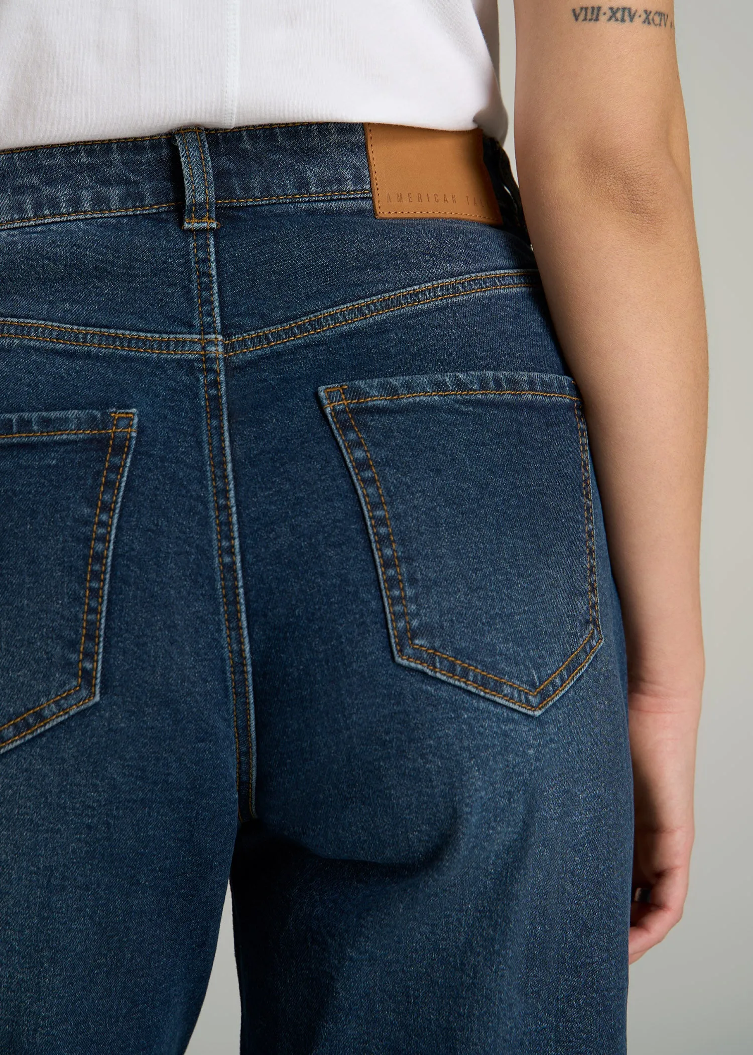 Emma High Rise Relaxed Tapered Tall Women's Jeans in Faded Dark Indigo sold by American Tall product image thumbnail 4