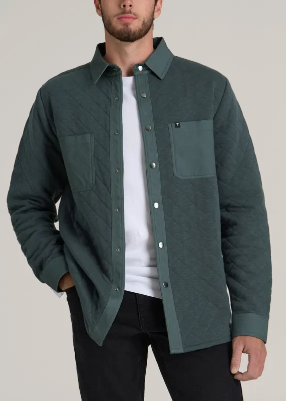 Quilted Shacket for Tall Men in Soft Green sold by American Tall