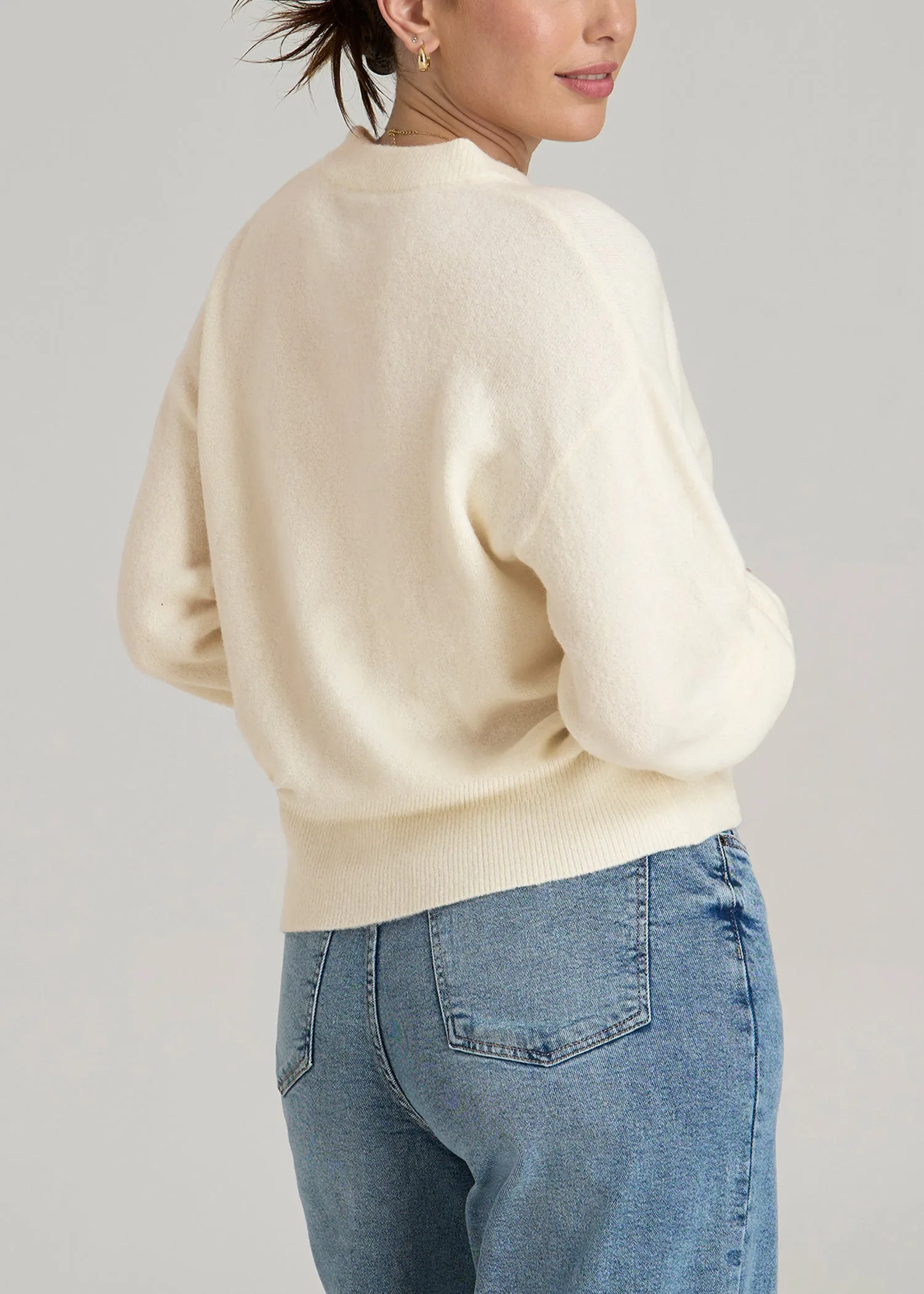 Relaxed Crewneck Wool Blend Sweater for Tall Women in White Alyssum sold by American Tall product image thumbnail 5