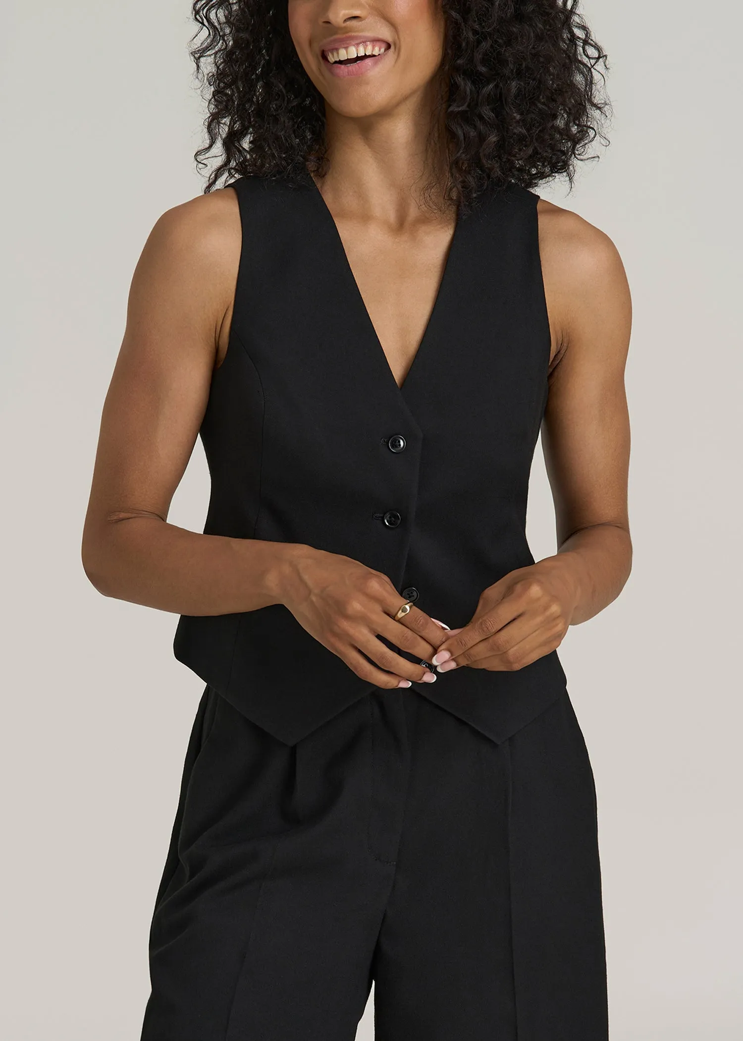 Tailored Vest for Tall Women in Black sold by American Tall
