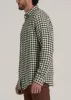 Lightweight Woven Overshirt for Tall Men in Olive and Ecru Check sold by American Tall