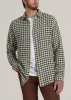 Lightweight Woven Overshirt for Tall Men in Olive and Ecru Check sold by American Tall