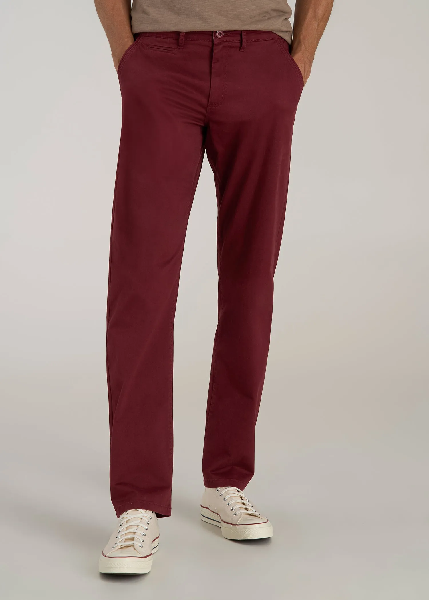 J1 STRAIGHT Leg Chinos for Tall Men in Red Ochre sold by American Tall