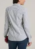 Slim Fit Button Up Women's Tall Shirt in Grey and White Stripe sold by American Tall