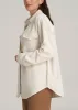 Corduroy Button Shirt for Tall Women in White Alyssum sold by American Tall