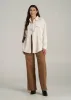 Corduroy Button Shirt for Tall Women in White Alyssum sold by American Tall