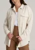 Corduroy Button Shirt for Tall Women in White Alyssum sold by American Tall