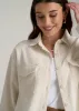 Corduroy Button Shirt for Tall Women in White Alyssum sold by American Tall