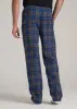 Plaid Pajama Pants for Tall Men in Grey and Cobalt Plaid sold by American Tall