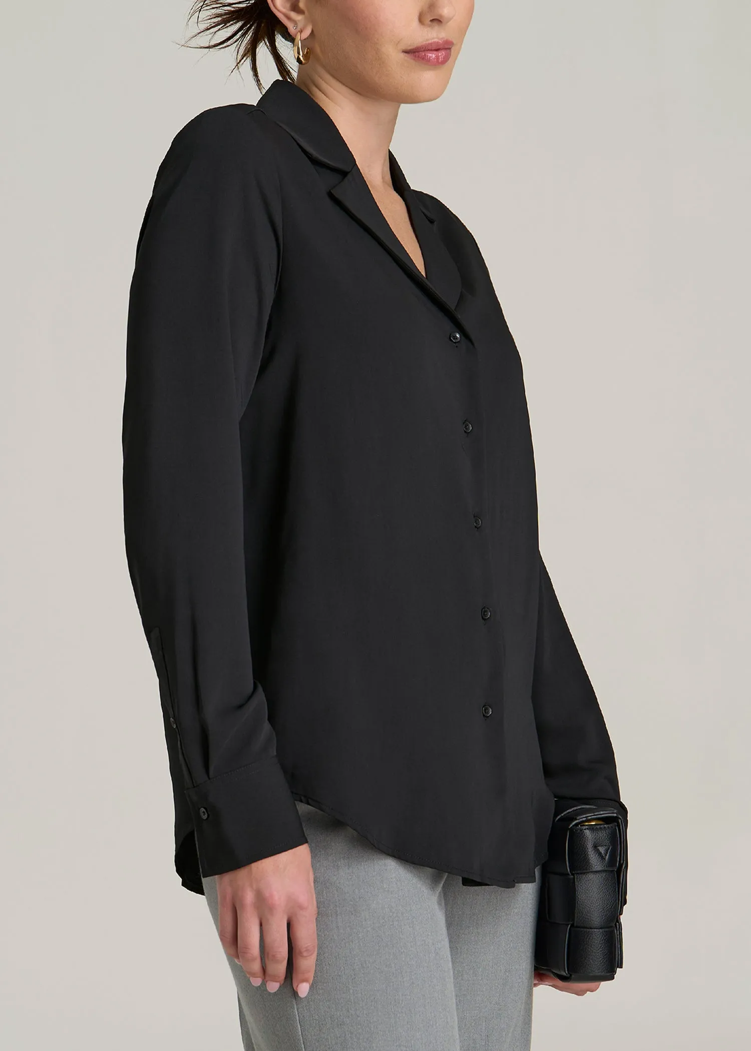Notch Collar Blouse for Tall Women in Black sold by American Tall product image thumbnail 3