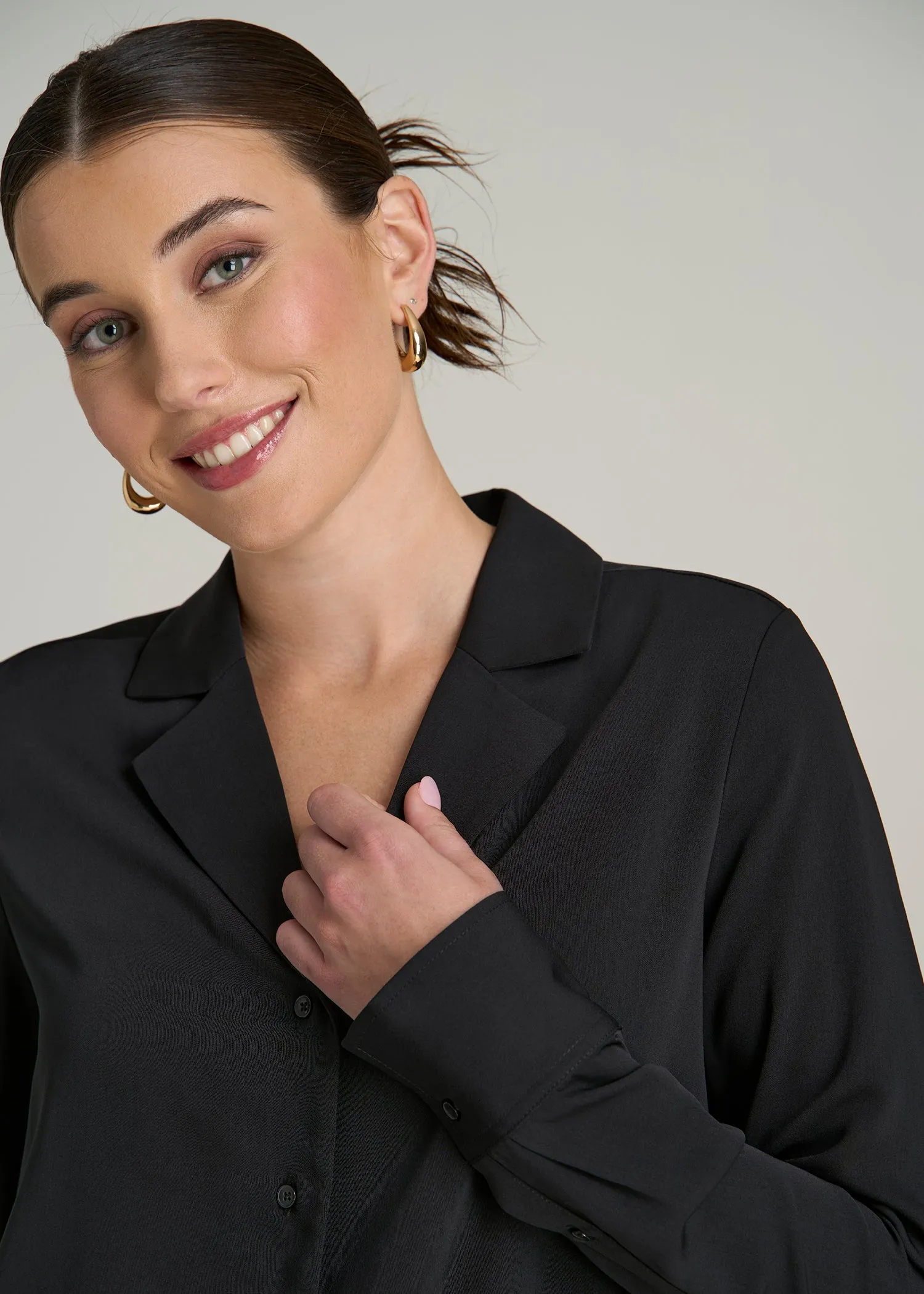 Notch Collar Blouse for Tall Women in Black sold by American Tall product image thumbnail 2